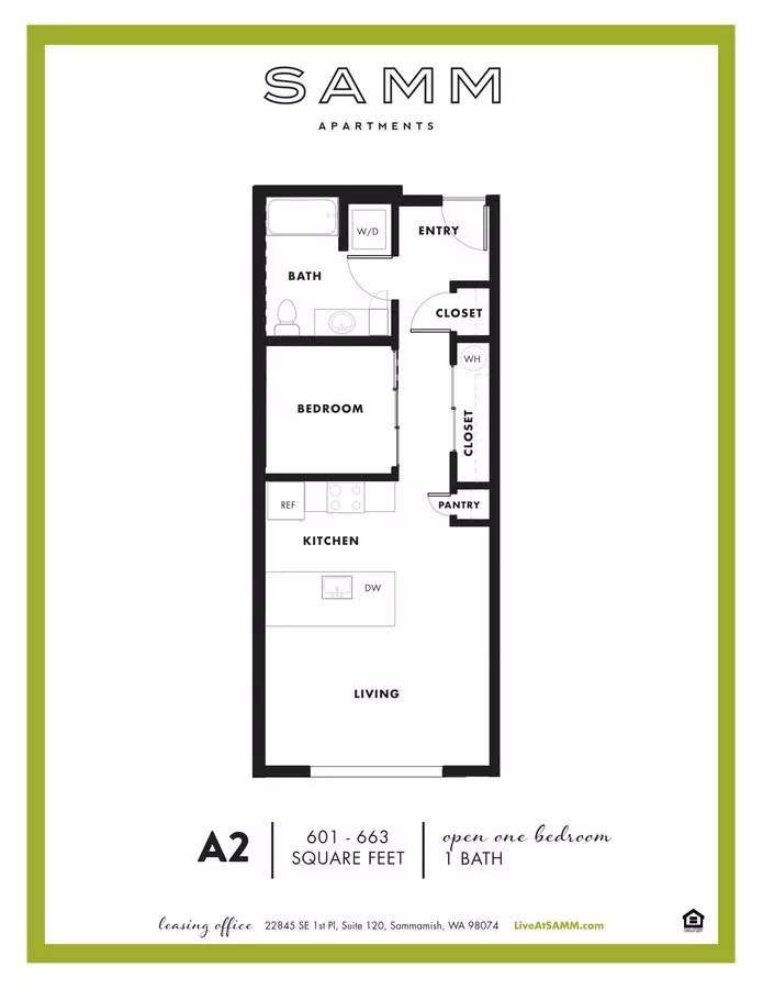 Open 1 Bedroom 401 floor plan