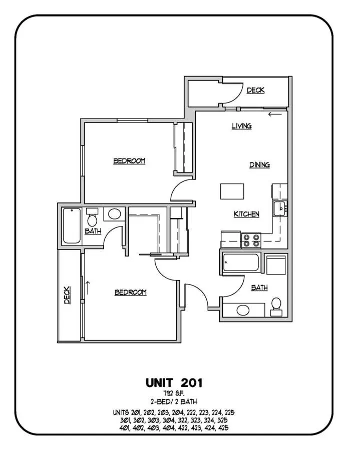 2 Bed 2 Bath 312 floor plan