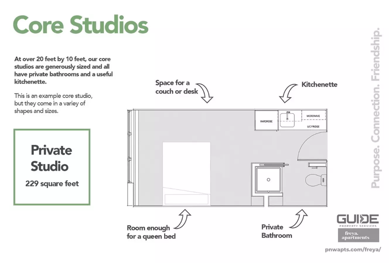 0BR/1BA 216 floor plan