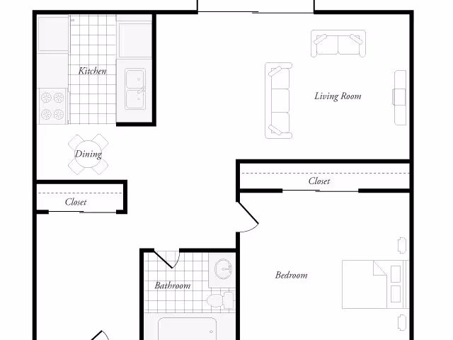 1BR/1BA 2503L floor plan