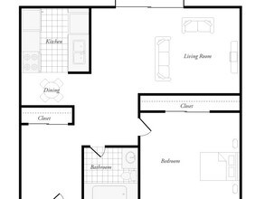1BR/1BA 2501E floor plan