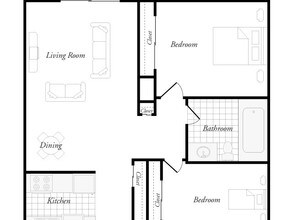 2BR/1BA 2514F floor plan