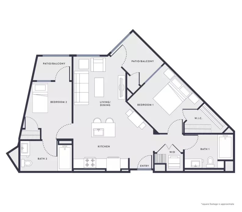 2 Beds • 2 Bath B2 floor plan