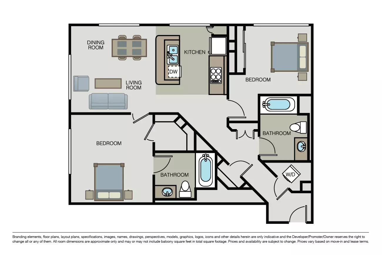 2 Beds • 2 Bath
3D Tour 2-408 floor plan