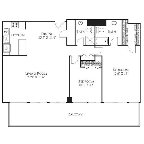 2 Beds • 2 Bath 55-16C floor plan