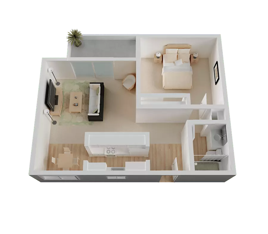 1 Bed • 1 Bath 2091 floor plan