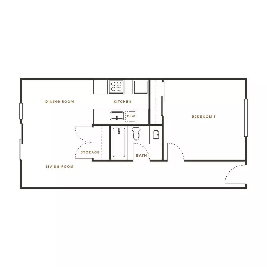 1 Bed • 1 Bath 114-04 floor plan