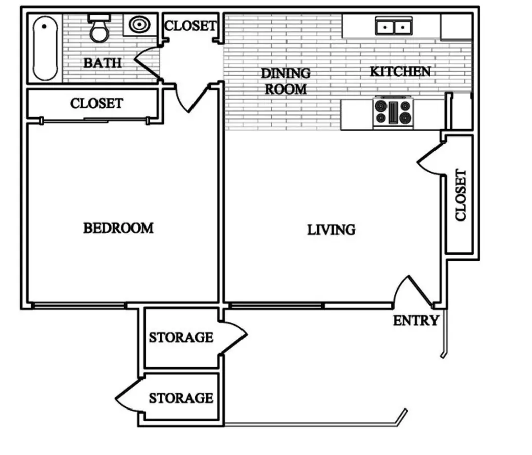 1 Bed 1 Bath floor plan