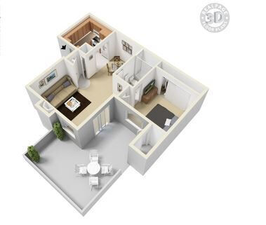 1x1V 60 floor plan
