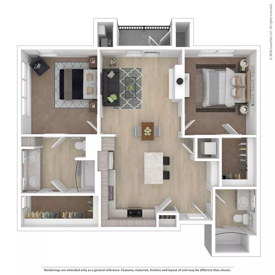 2 Bed 2 Bath 237 floor plan