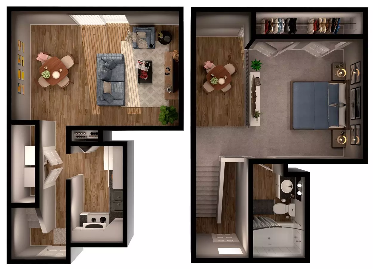 1 Bed 1 Bath A6 264 floor plan