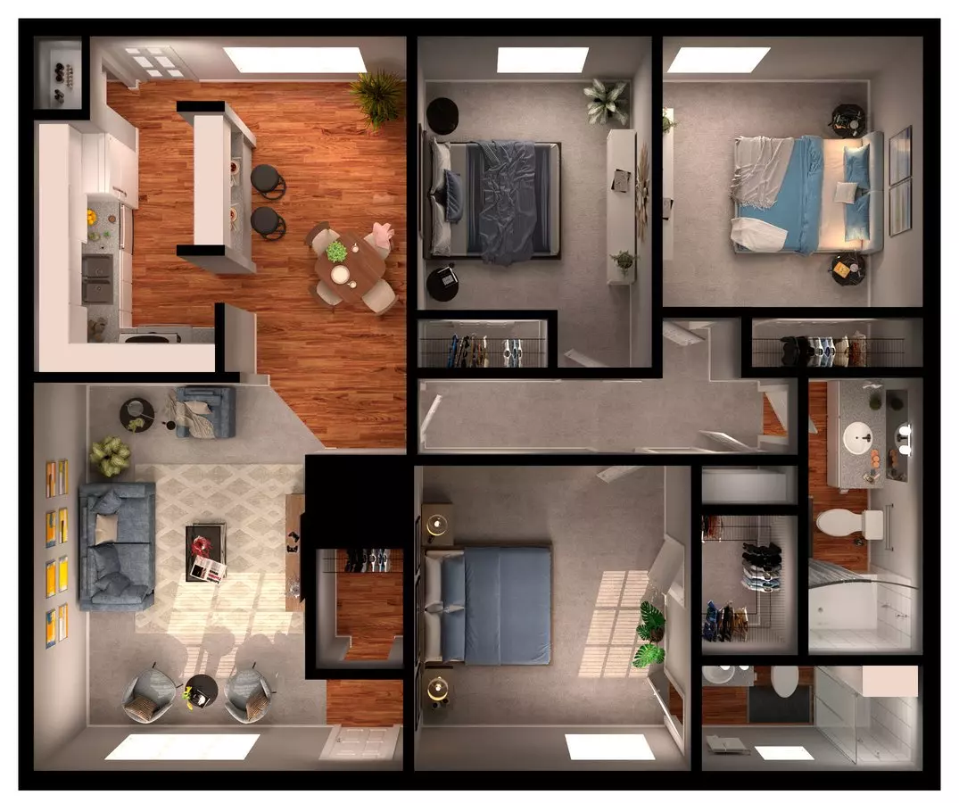 3BR/2bth (gas) D7 floor plan