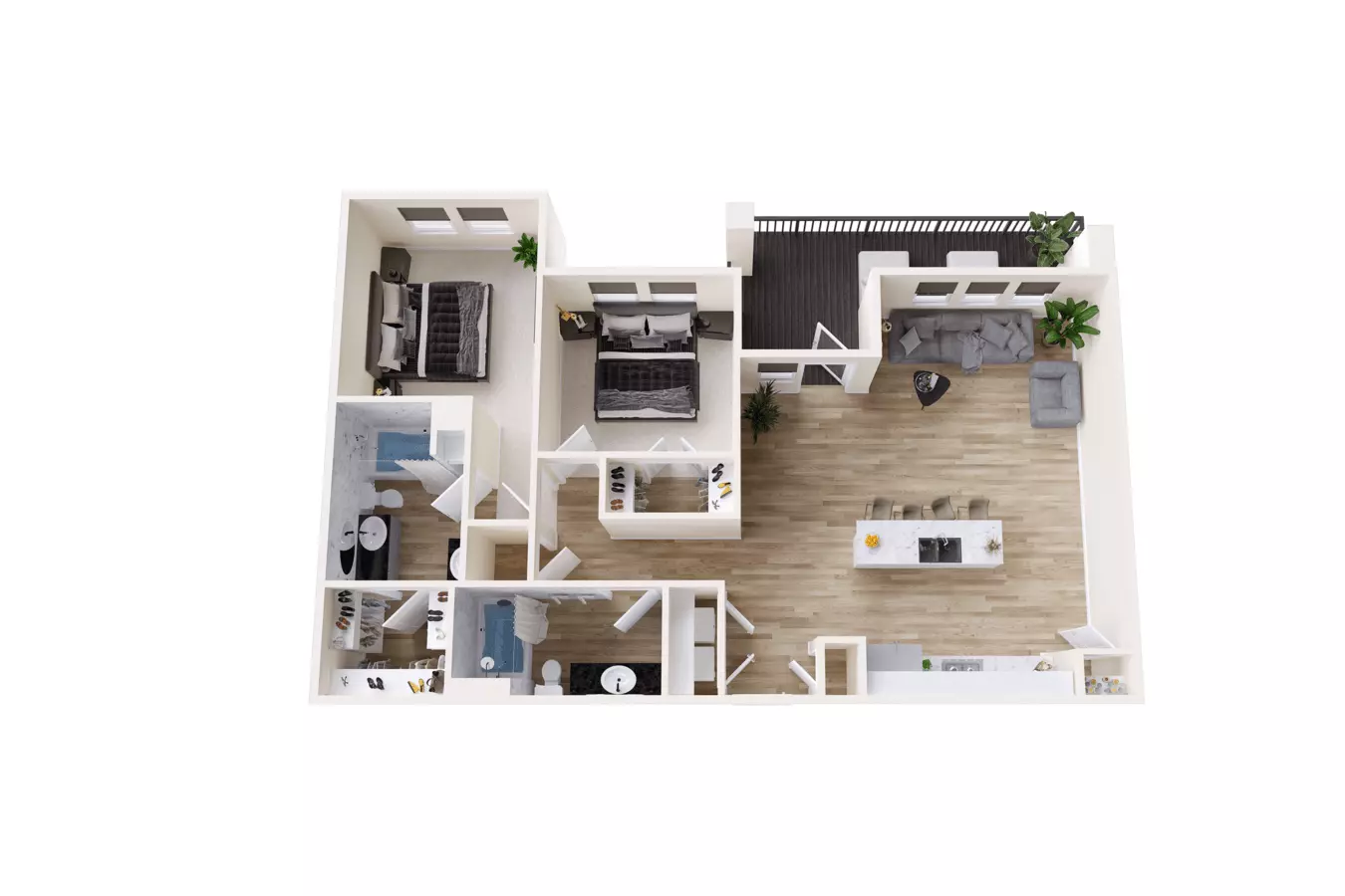 2 Beds • 2 Bath 1216 floor plan