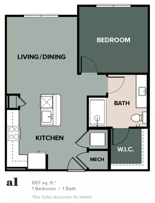 1 Bed • 1 Bath 5304 floor plan