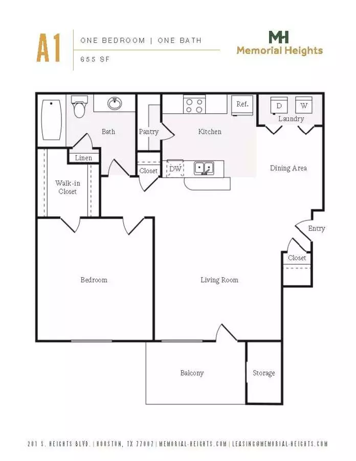 1 Bed • 1 Bath 2933 floor plan