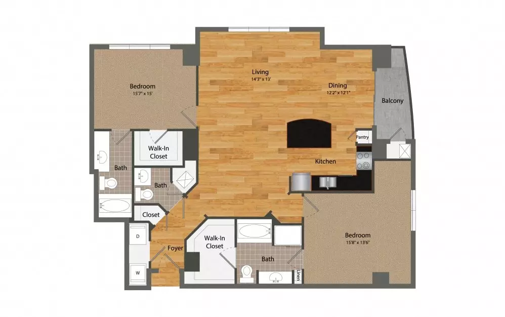 2 Beds • 2 Bath 2309 floor plan