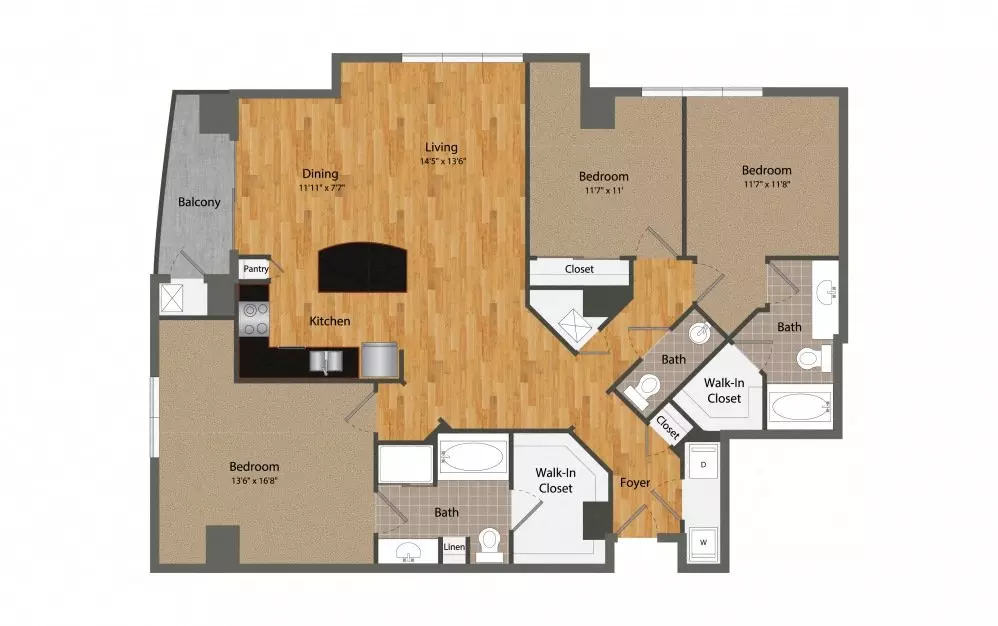 3 Beds • 2 Bath 0902 floor plan