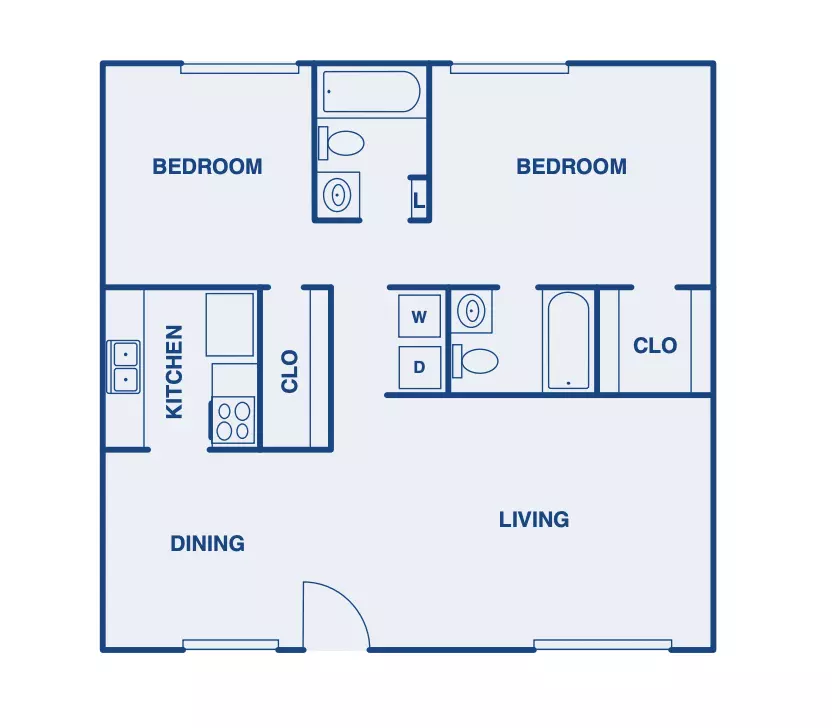 2 Beds • 2 Bath floor plan