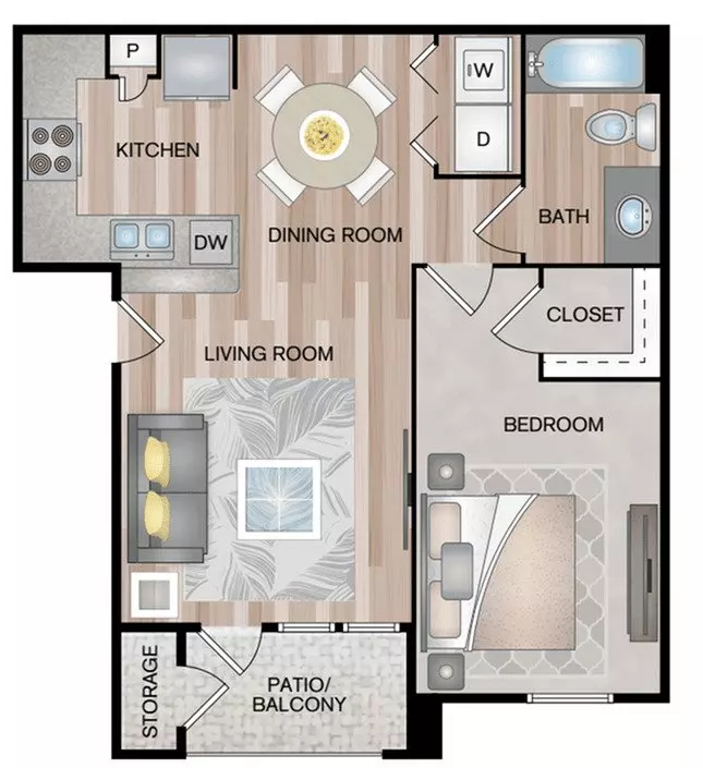 1 Bed • 1 Bath 4305 floor plan