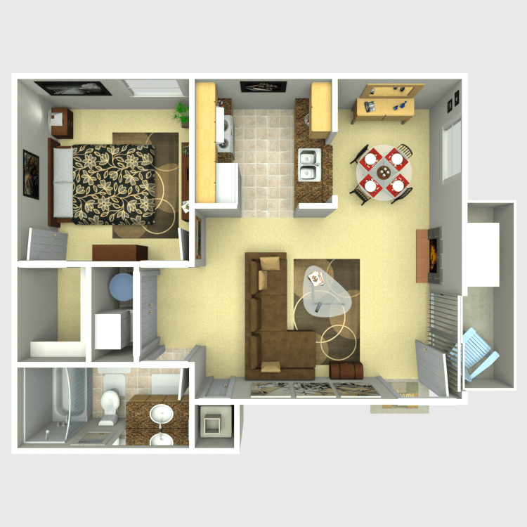 1 Bed • 1 Bath - floor plan
