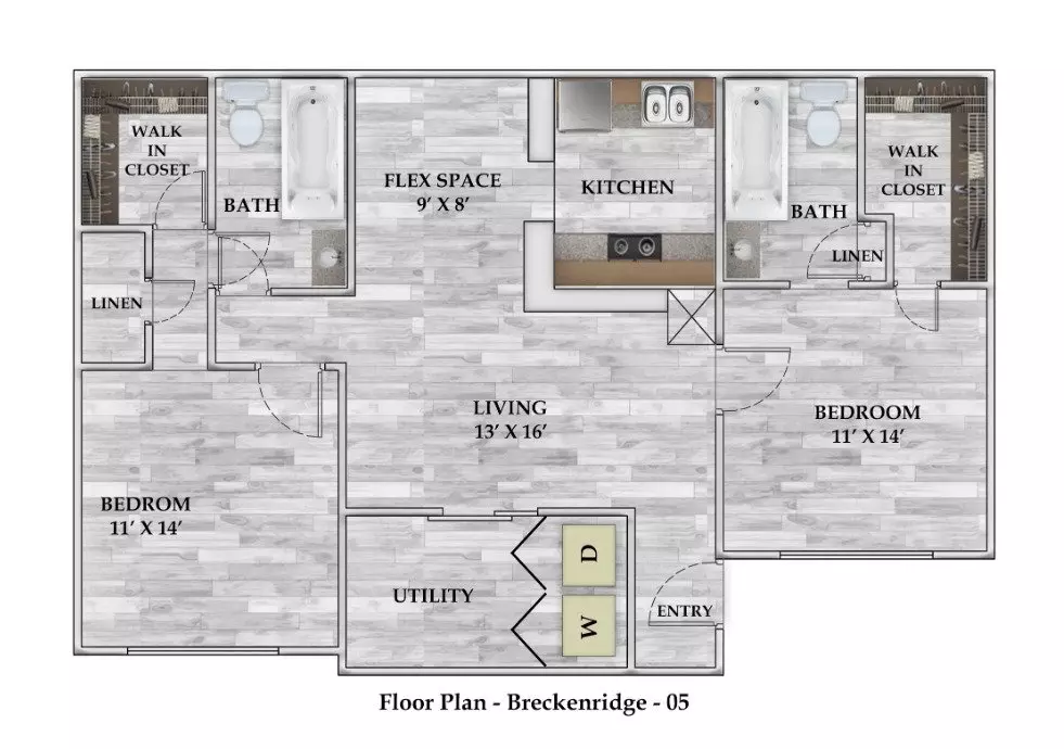 2 Beds • 2 Bath 2-310 floor plan