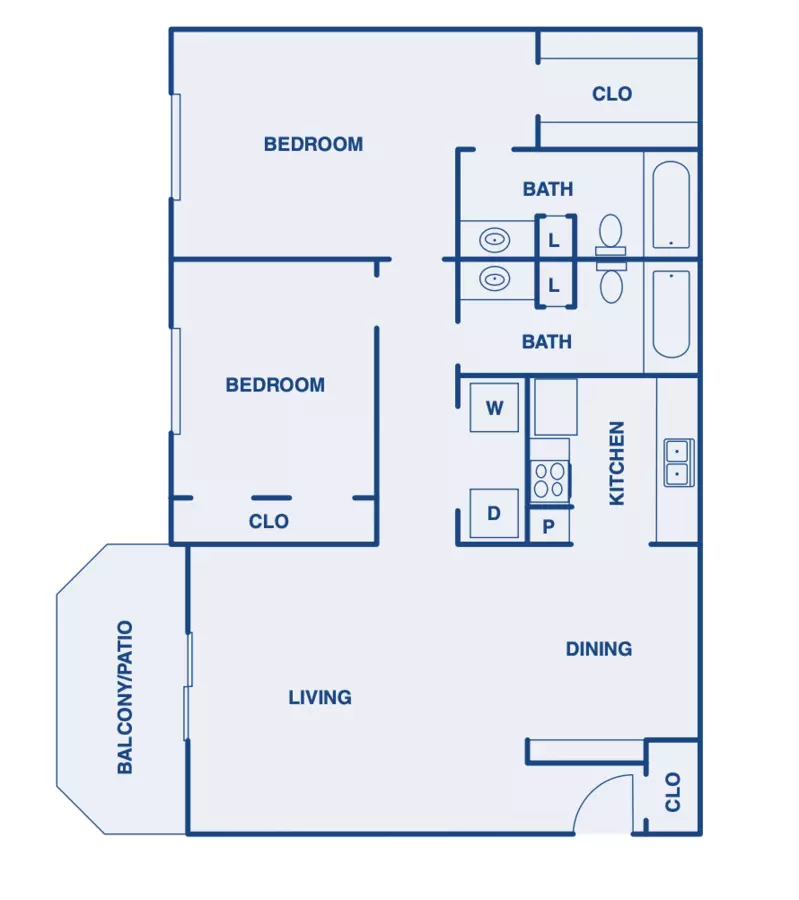 2 Beds • 2 Bath floor plan