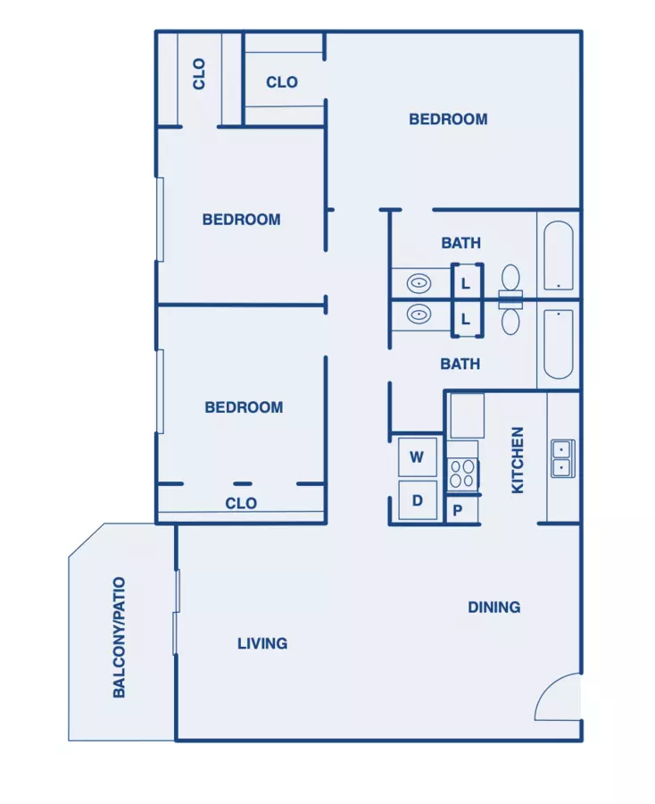 3 Beds • 2 Bath floor plan