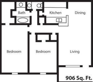 1 Bed • 2 Bath floor plan