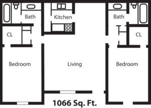 2 Beds • 2 Bath floor plan