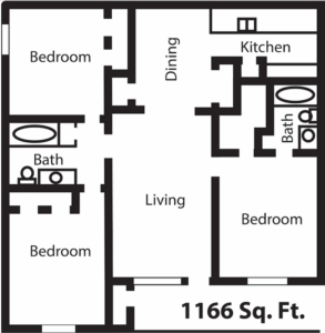 3 Beds • 2 Bath floor plan