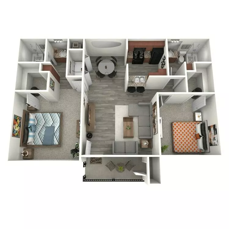 2 Beds • 2 Bath 1404 floor plan