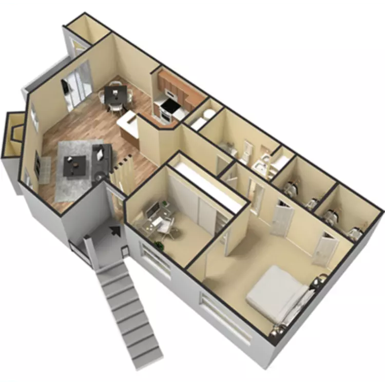 2 Beds • 1 Bath 1913 floor plan