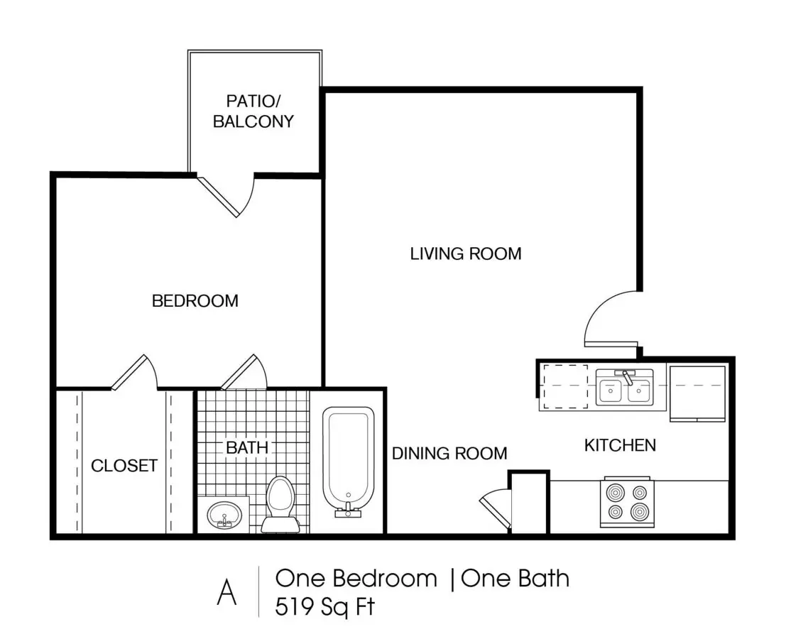 1 Bed • 1 Bath 2311 floor plan