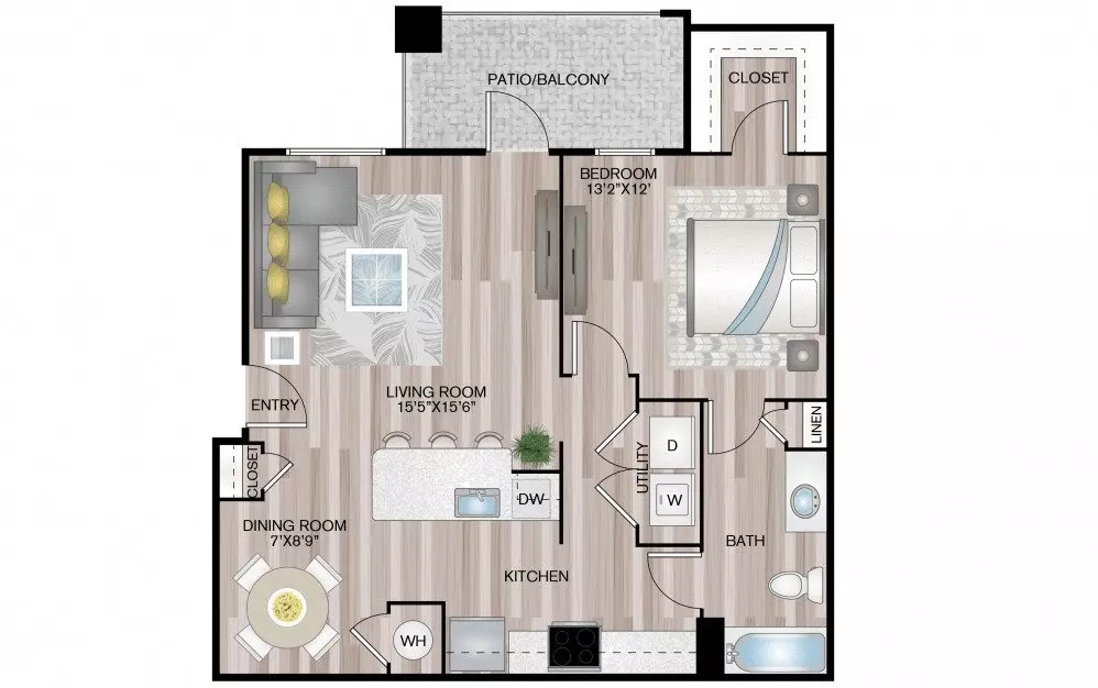1 Bed • 1 Bath 15304 floor plan