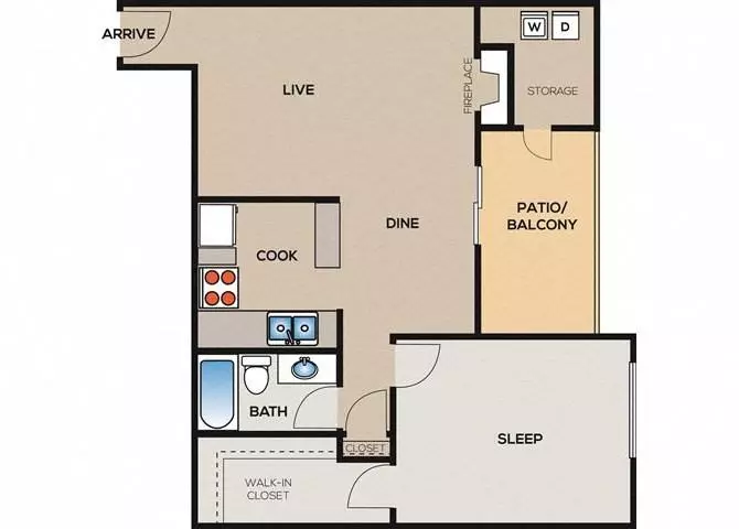 1 Bed • 1 Bath 0824 floor plan