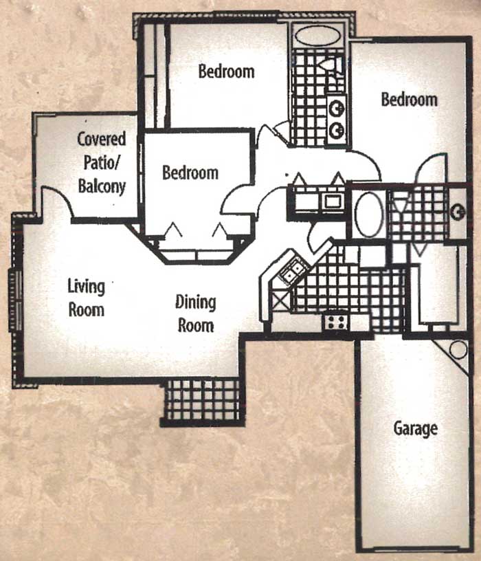 3 Beds • 2 Bath C floor plan