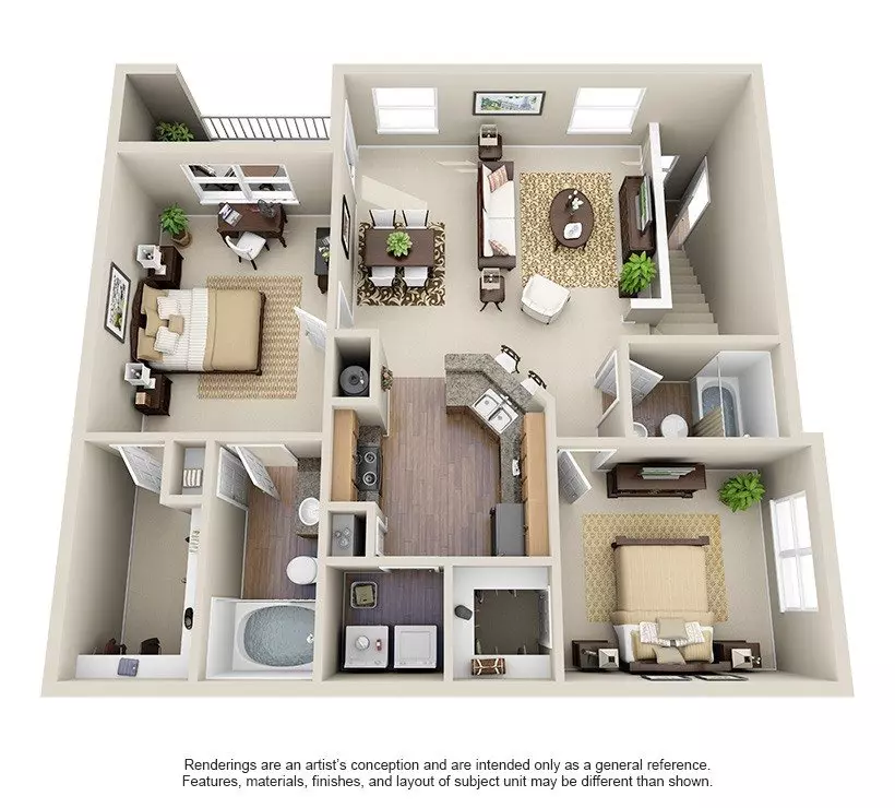 2 Beds • 2 Bath 2301 floor plan