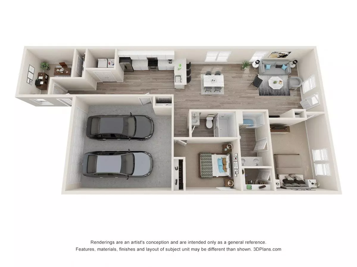 2 Beds • 2 Bath 15875MBD floor plan