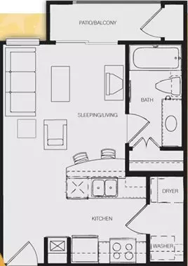1x1 Studio Private floor plan