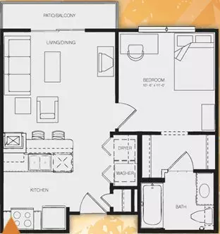 1x1 Private floor plan