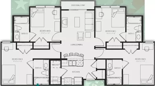 4x4 Private floor plan