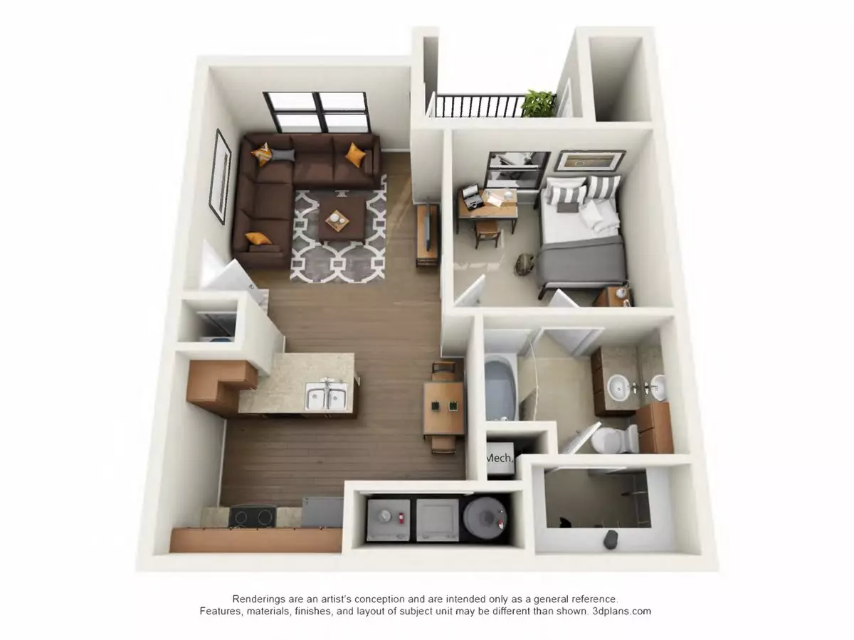 1 Bed • 1 Bath Private floor plan