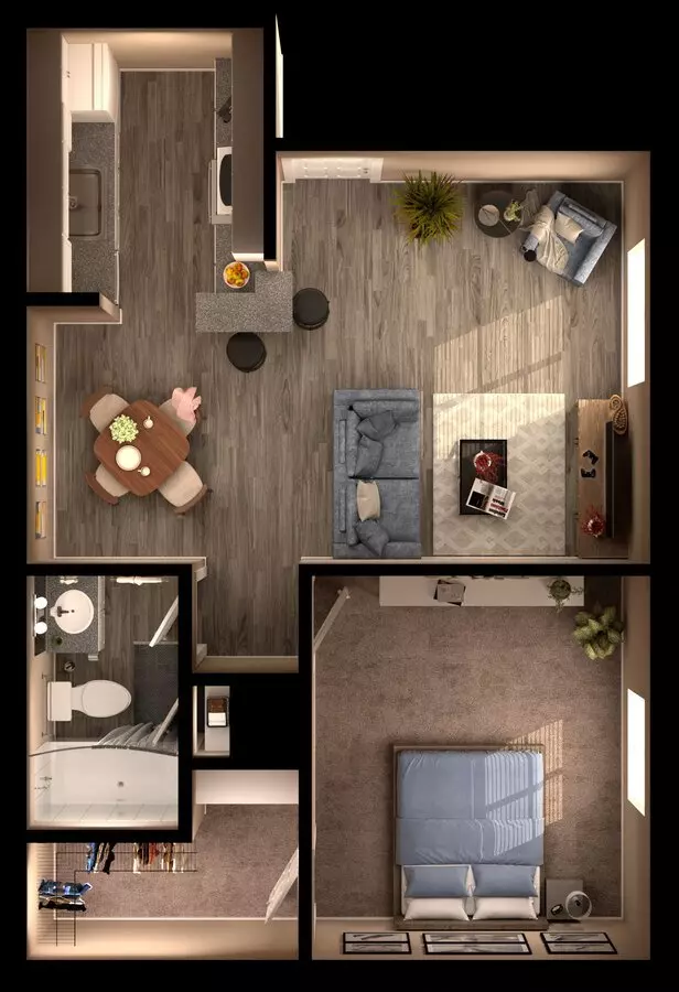 1 Bed • 1 Bath WAITEFF floor plan