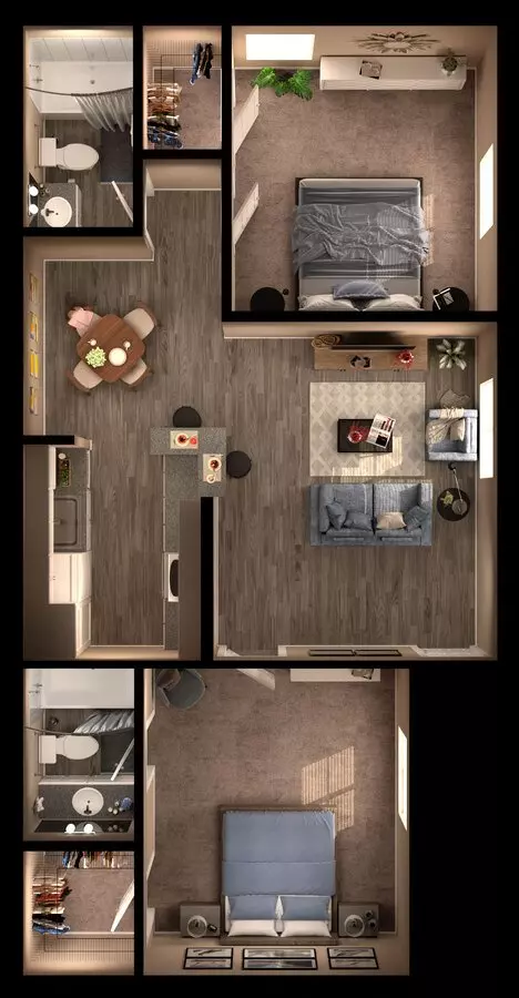 2 Beds • 2 Bath WAIT2X2 floor plan
