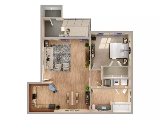 1 Bed • 1 Bath 0225 floor plan