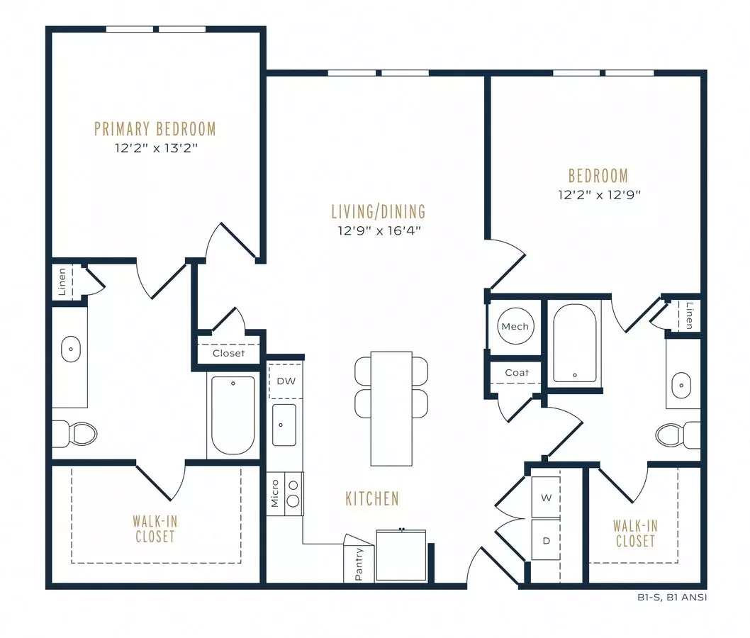 2 Beds • 2 Bath 0528 floor plan