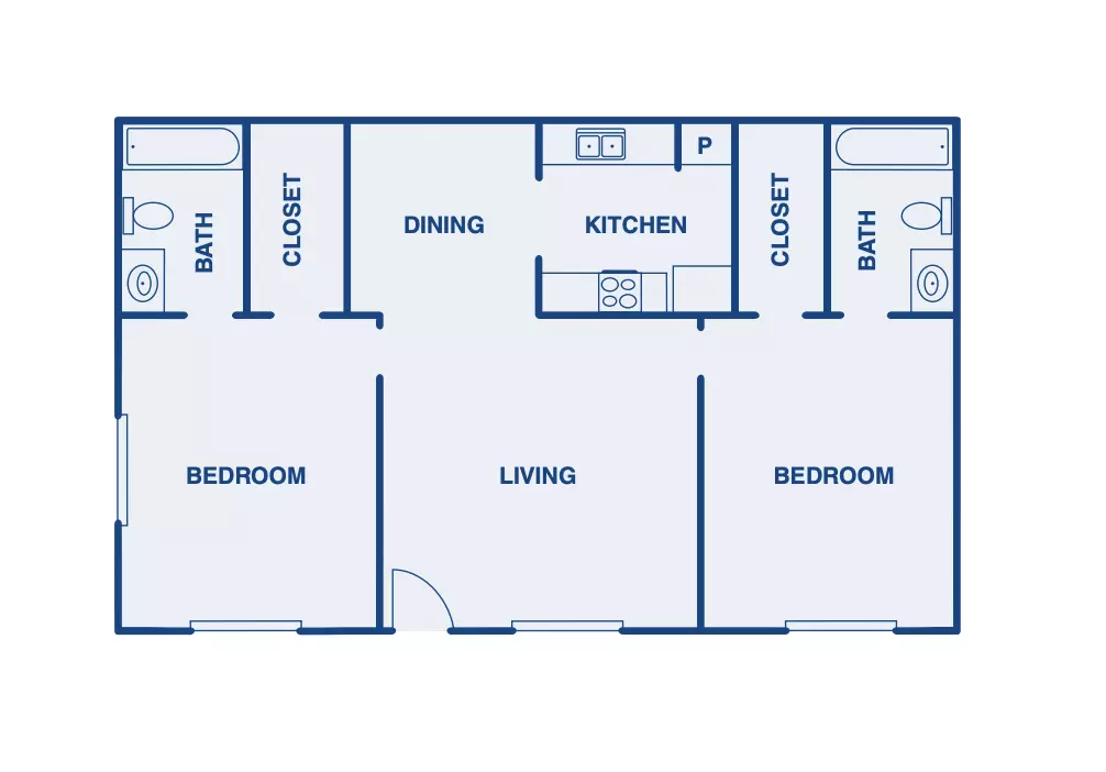2 Beds • 2 Bath floor plan