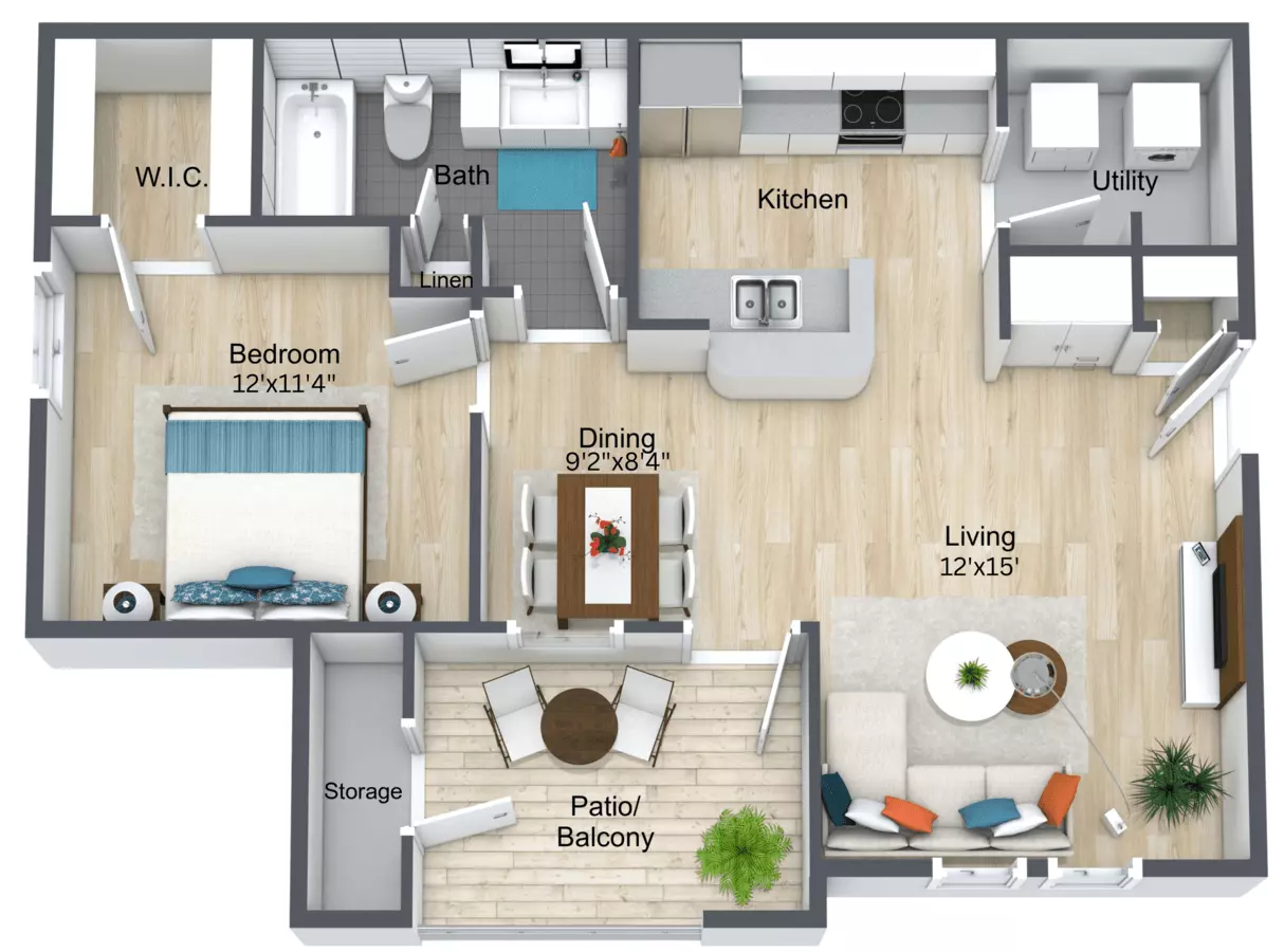 1 Bed • 1 Bath 0916 floor plan