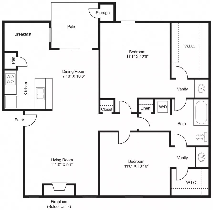2 Beds • 1 Bath 1504 floor plan