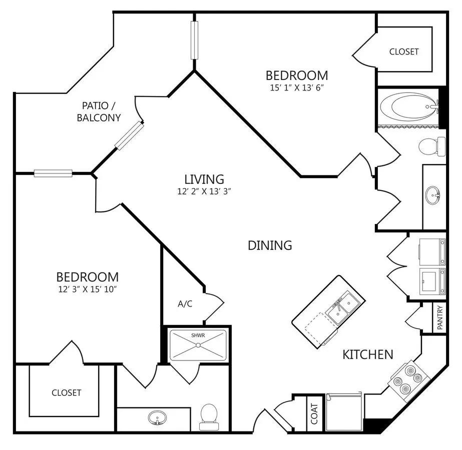 2 Beds • 2 Bath 2417 floor plan